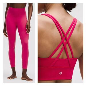 SET - LULULEMON Align HR Pant, Pockets, Raspberry Coulis, Energy Long Line Bra
